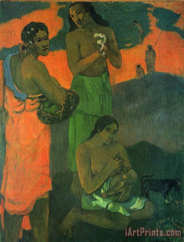 Motherhood painting - Paul Gauguin Motherhood Art Print