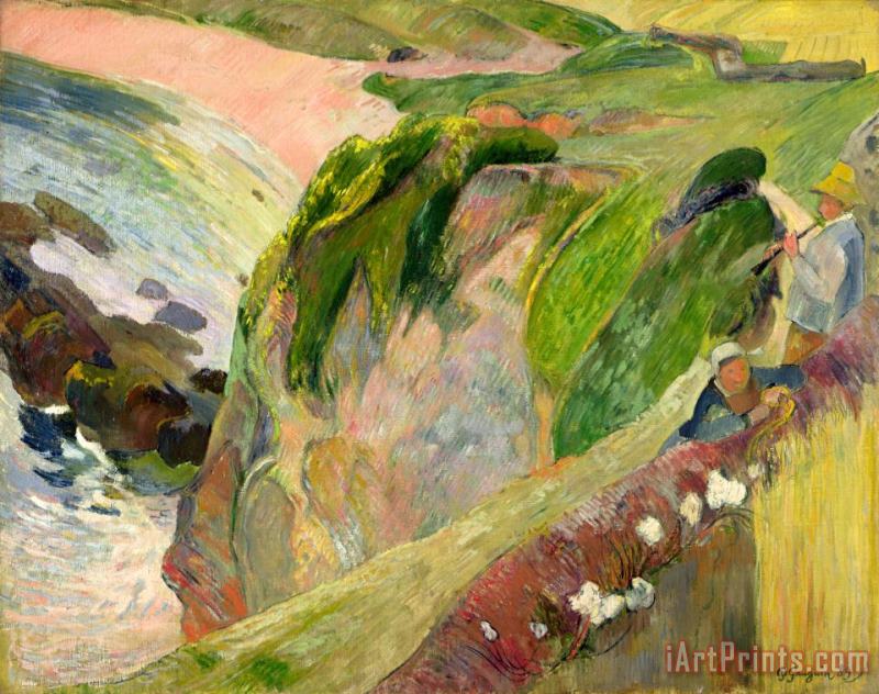 The Flageolet Player on the Cliff painting - Paul Gauguin The Flageolet Player on the Cliff Art Print