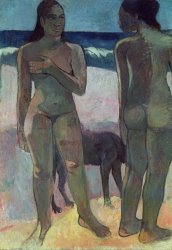 Beach Art for sale - Two Tahitian Women on the Beach by Paul Gauguin