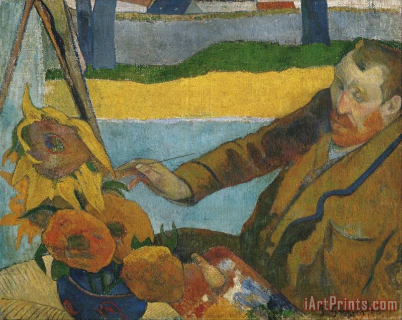 Vincent Van Gogh Painting Sunflowers painting - Paul Gauguin Vincent Van Gogh Painting Sunflowers Art Print