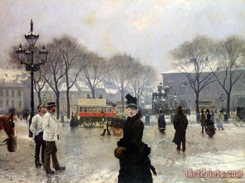 A Winter's Day on Kongens Nytorv Copenhagen painting - Paul Gustave Fischer A Winter's Day on Kongens Nytorv Copenhagen Art Print