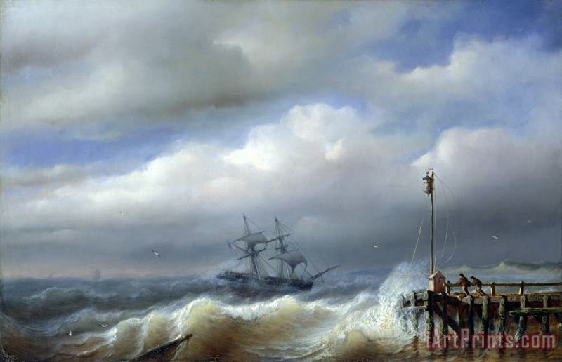 Paul Jean Clays Rough Sea in Stormy Weather Art Painting