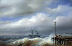 Paul Jean Clays Rough Sea in Stormy Weather painting
