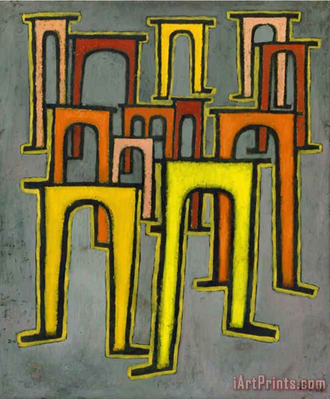 Revolution of The Viaduct 1937 painting - Paul Klee Revolution of The Viaduct 1937 Art Print