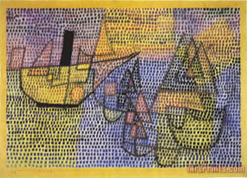 Steamboat And Sailing Boats C 1931 painting - Paul Klee Steamboat And Sailing Boats C 1931 Art Print