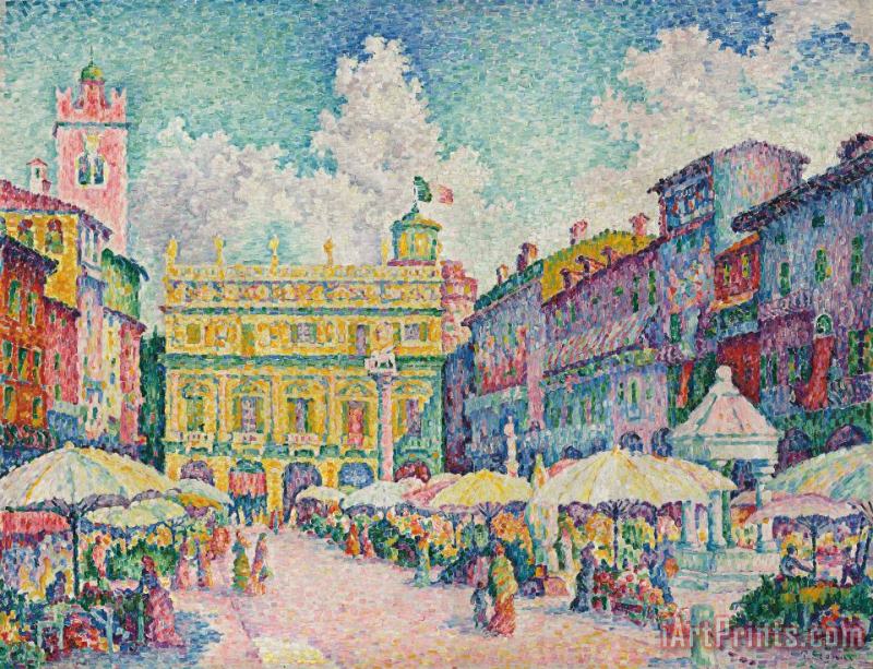 Paul Signac Market Of Verona Art Painting