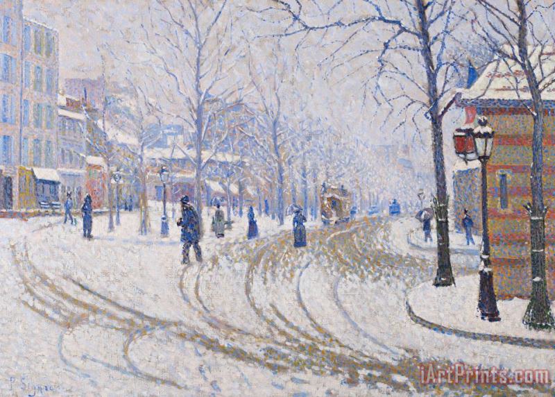 Snow Boulevard De Clichy Paris painting - Paul Signac Snow Boulevard De Clichy Paris Art Print