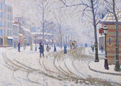 Paul Signac Snow Boulevard De Clichy Paris painting