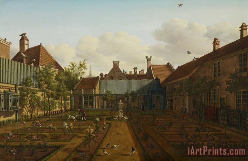 Paulus Constantin La Fargue View Of A Town House Garden In The Hague Art Painting