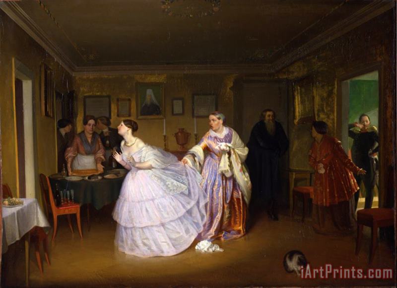 Pavel Fedotov The Major Makes a Proposal (inspecting a Bride in a Merchant's House) Art Print