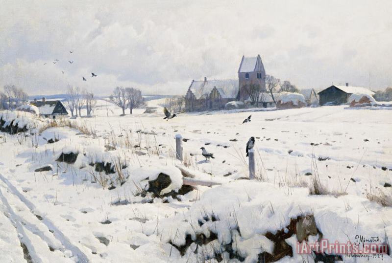 A Winter Landscape Holmstrup painting - Peder Monsted A Winter Landscape Holmstrup Art Print