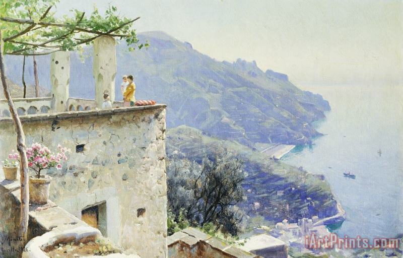 The Ravello Coastline painting - Peder Monsted The Ravello Coastline Art Print