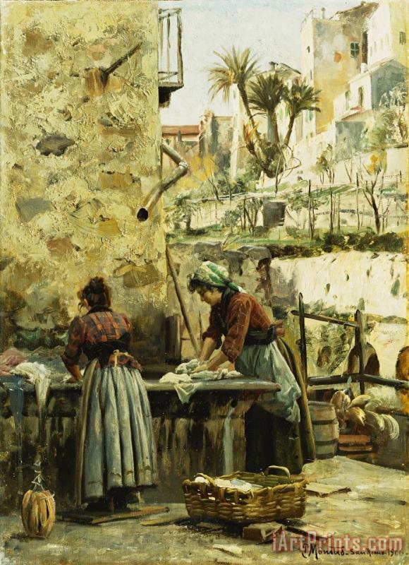 Peder Monsted The Washerwomen Art Painting