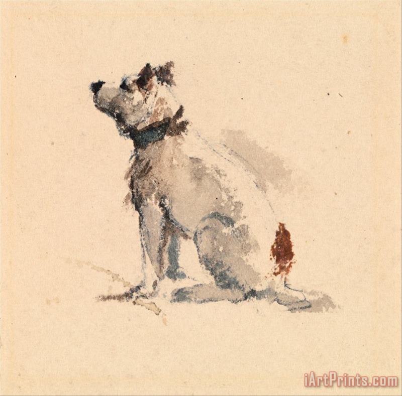 Peter de Wint A Terrier, Sitting Facing Left Art Painting
