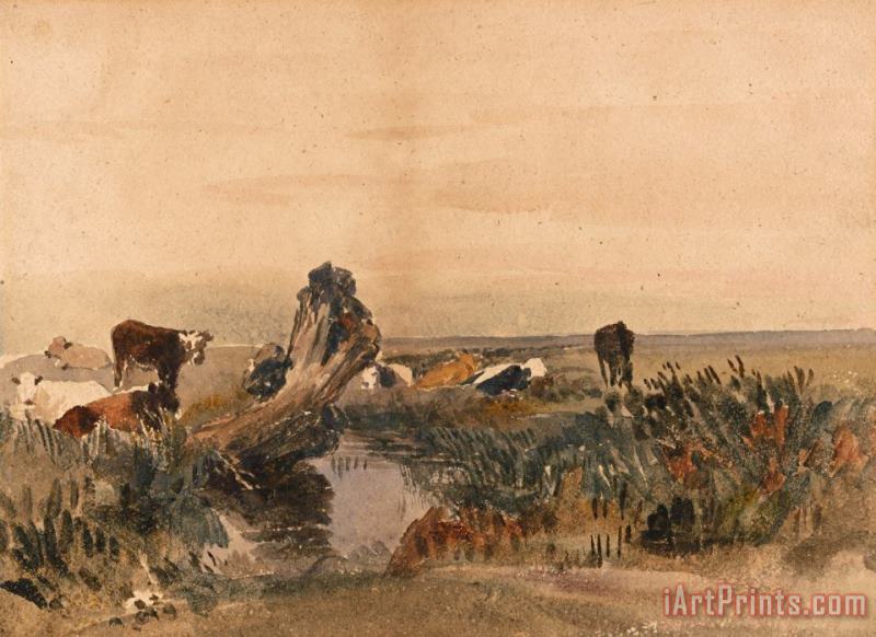 Cattle by a Stream painting - Peter de Wint Cattle by a Stream Art Print