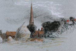 Peter de Wint Landscape Study a Haystack Near a Church painting