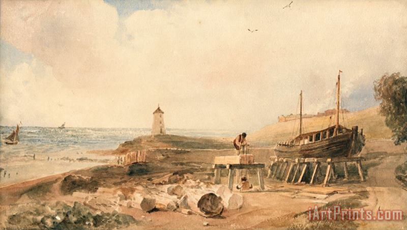 Peter de Wint Shipbuilding on The Yorkshire Coast Art Painting