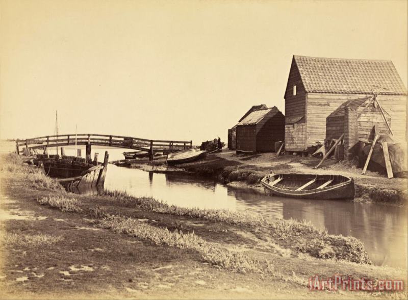 Peter Henry Emerson Tidal Creek And Old Warehouses South of Southwold, Suffolk Art Painting