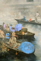 Peter Miller Punts on the Wey at Brooklands painting