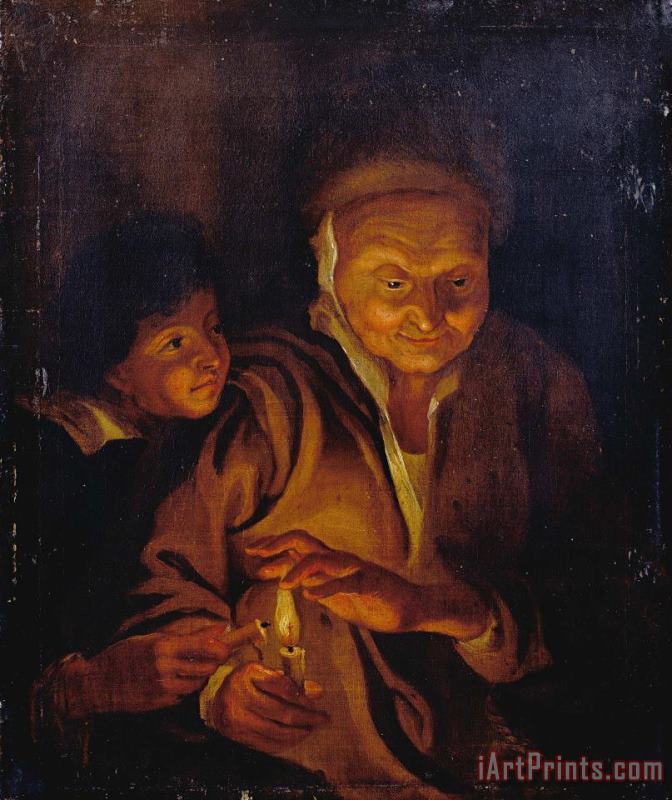 Peter Paul Rubens A Boy Lighting a Candle From One Held by an Old Woman Art Print
