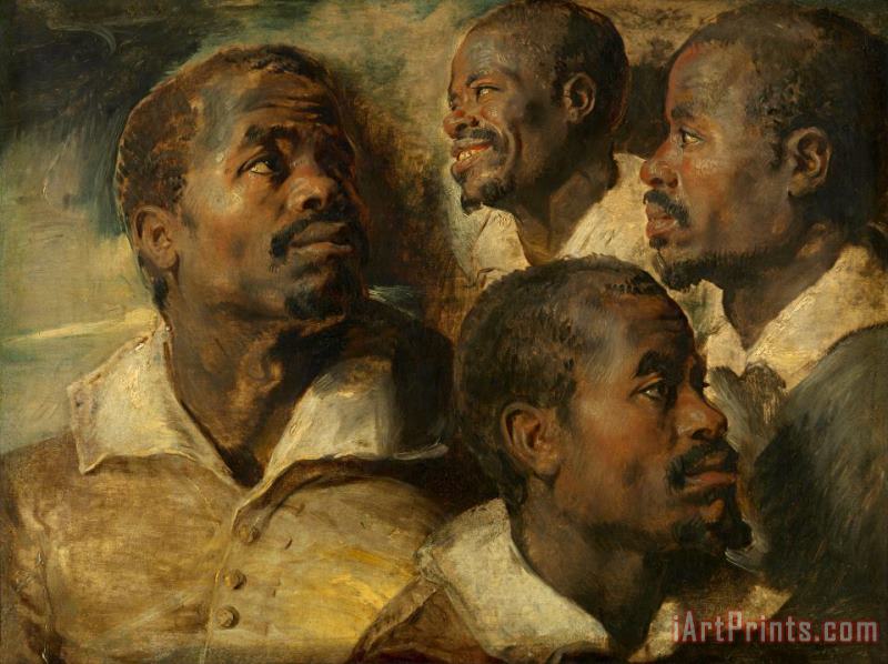 Four Studies of a Head of a Moor painting - Peter Paul Rubens Four Studies of a Head of a Moor Art Print