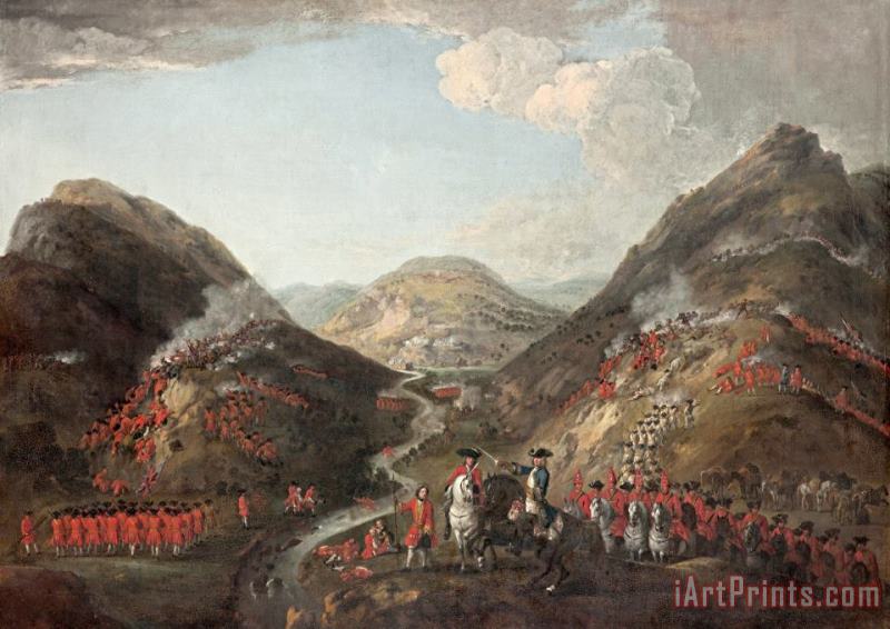 The Battle of Glenshiel 1719. Figures Probably Include Lord George Murray, C 1700 painting - Peter Tillemans The Battle of Glenshiel 1719. Figures Probably Include Lord George Murray, C 1700 Art Print