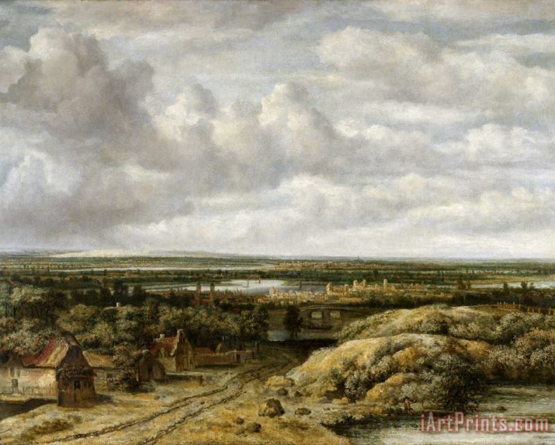 Philips Koninck Distant View with Cottages Along a Road Art Painting
