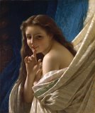 Portrait of a Young Woman of The Fortesque Family of Devon Paintings - Cot Portrait of Young Woman by Pierre Auguste Cot