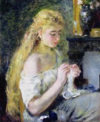 Pierre Auguste Renoir A Girl Crocheting painting