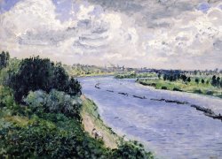 Pierre Auguste Renoir Barges on the Seine painting