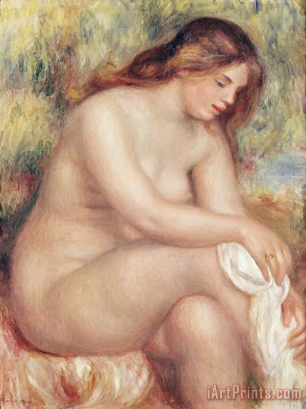 Bather Drying Herself painting - Pierre Auguste Renoir Bather Drying Herself Art Print