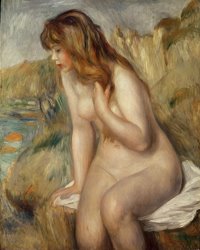 Pierre Auguste Renoir  Bather seated on a rock painting