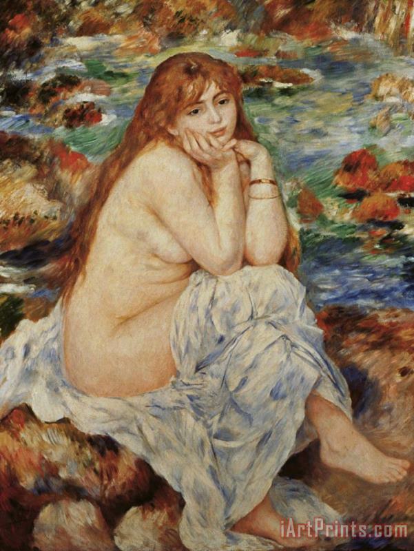 Pierre Auguste Renoir Bather Seated on a Sand Bank Art Painting