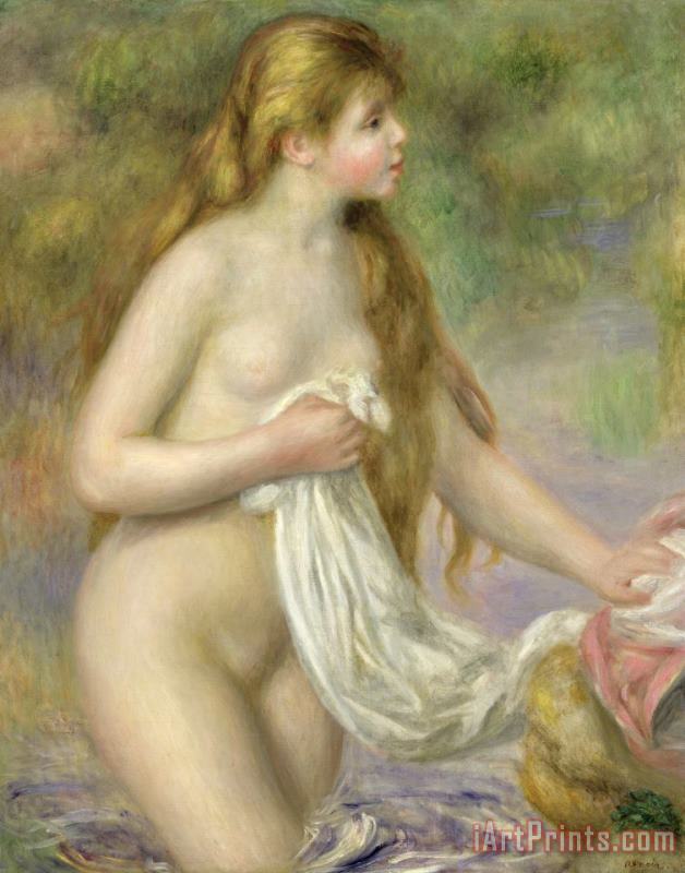 Pierre Auguste Renoir Bather with Long Hair Art Painting