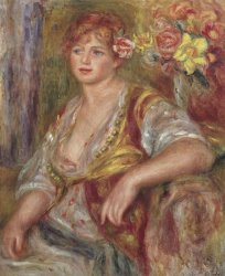 Pierre Auguste Renoir Blonde Woman with a Rose painting