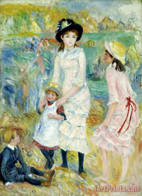 Children on The Seashore, Guernsey painting - Pierre Auguste Renoir Children on The Seashore, Guernsey Art Print