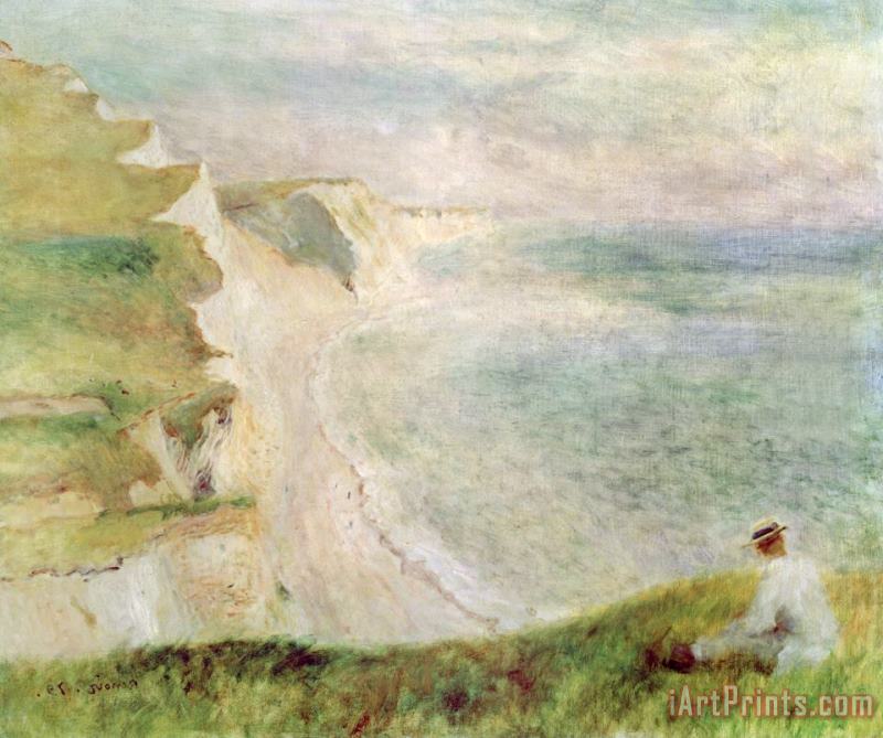 Cliffs at Pourville painting - Pierre Auguste Renoir Cliffs at Pourville Art Print