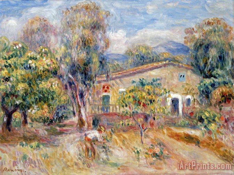 Collettes Farmhouse, Cagnes painting - Pierre Auguste Renoir Collettes Farmhouse, Cagnes Art Print