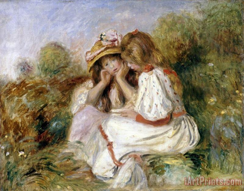 Deux Fillettes painting - Pierre Auguste Renoir Deux Fillettes Art Print