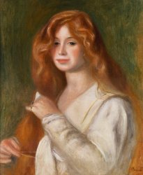 Pierre Auguste Renoir Girl Combing her Hair painting