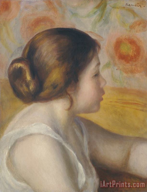 Pierre Auguste Renoir Head of a Young Girl (tete D'une Jeune Fille) Art Print
