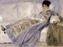 Pierre Auguste Renoir Madame Monet on a Sofa painting
