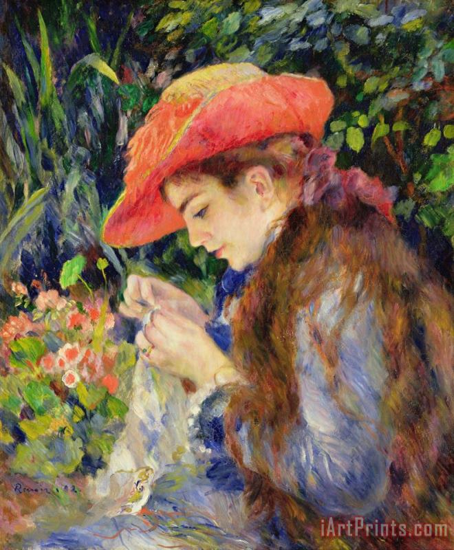  Marie Therese Durand Ruel Sewing painting - Pierre Auguste Renoir  Marie Therese Durand Ruel Sewing Art Print
