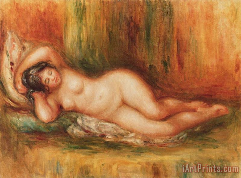 Reclining bather painting - Pierre Auguste Renoir Reclining bather Art Print