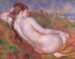 Pierre Auguste Renoir Reclining Nude in a Landscape painting