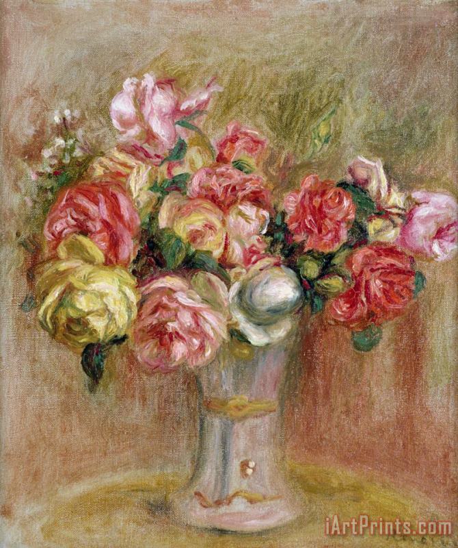 Pierre Auguste Renoir Roses in a Sevres Vase Art Painting