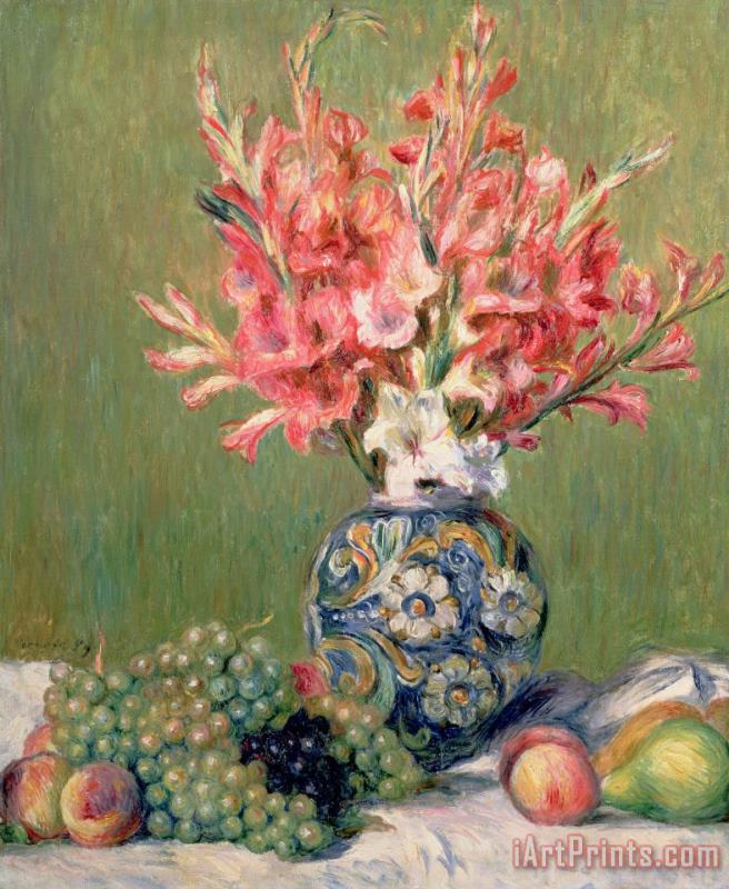 Still life of Fruits and Flowers painting - Pierre Auguste Renoir Still life of Fruits and Flowers Art Print