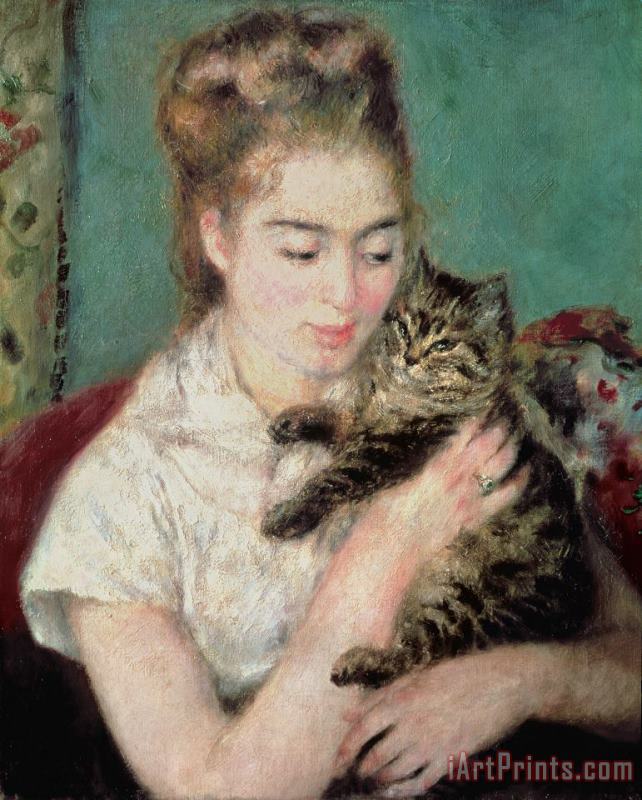 Pierre Auguste Renoir Woman with a Cat Art Painting