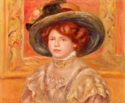 Pierre Auguste Renoir Young Woman in a Blue Hat painting