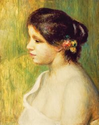 Pierre Auguste Renoir  Young Woman with Flowers at her Ear painting